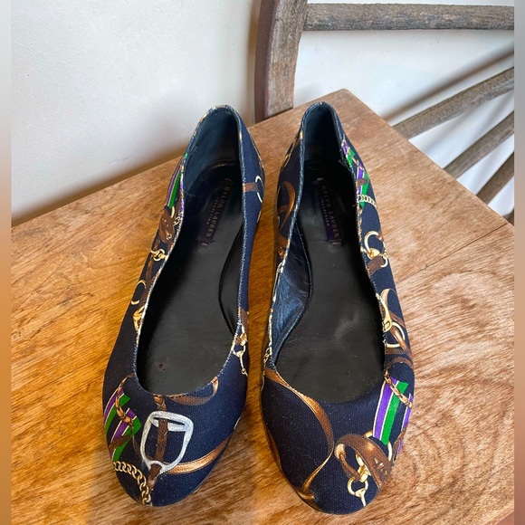 RALPH LAUREN COLLECTION Purple Label Black Equestrian Horse Bit Flats 9B ITALY!! - Picture 2 of 12